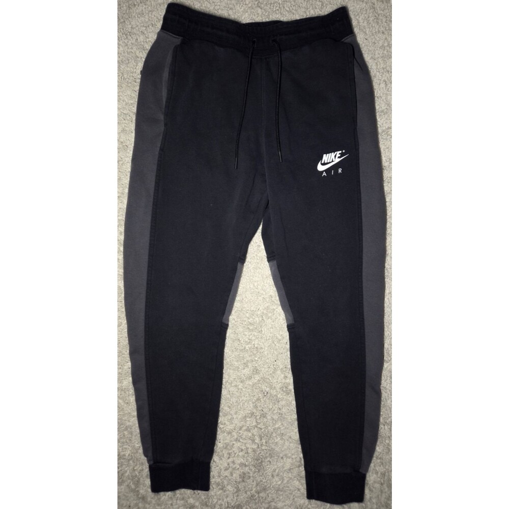 Nike Air Jogger Sweatpants Men’s Small Black Gray Fleece Tapered Swoosh